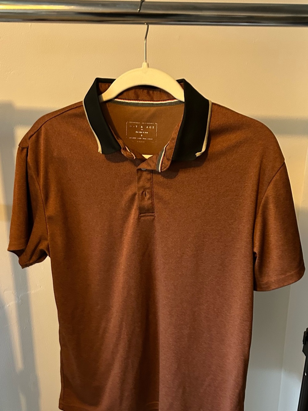 Men's Brown Polo with Black Contrast Collar